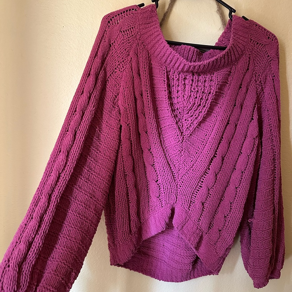 Express Women's Cable Knit Sweater - Magenta